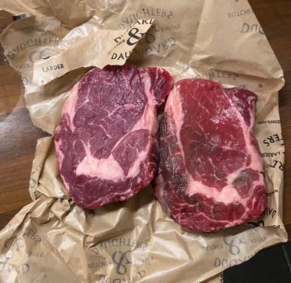 raw steaks