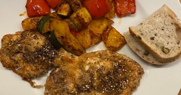Quick Mediterranean Oven-Baked Breaded Chicken with Spiced Veggies